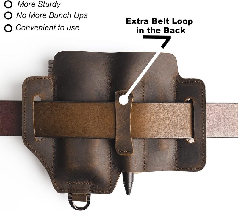 topstache Leather Multitool Sheath,EDC Belt Organizer for Work and Daily Use,Leatherman Sheath,EDC Pocket Organizer for Flashlight and Multitool,Gifts for Men,Leather Sheath for Multitool - Image 3